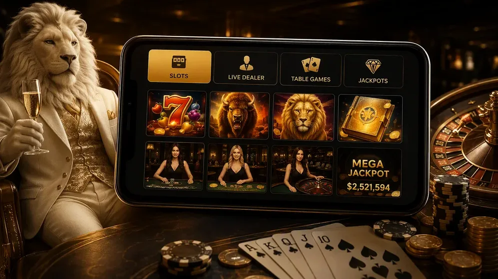 Grid of pokie thumbnails and live dealer tables