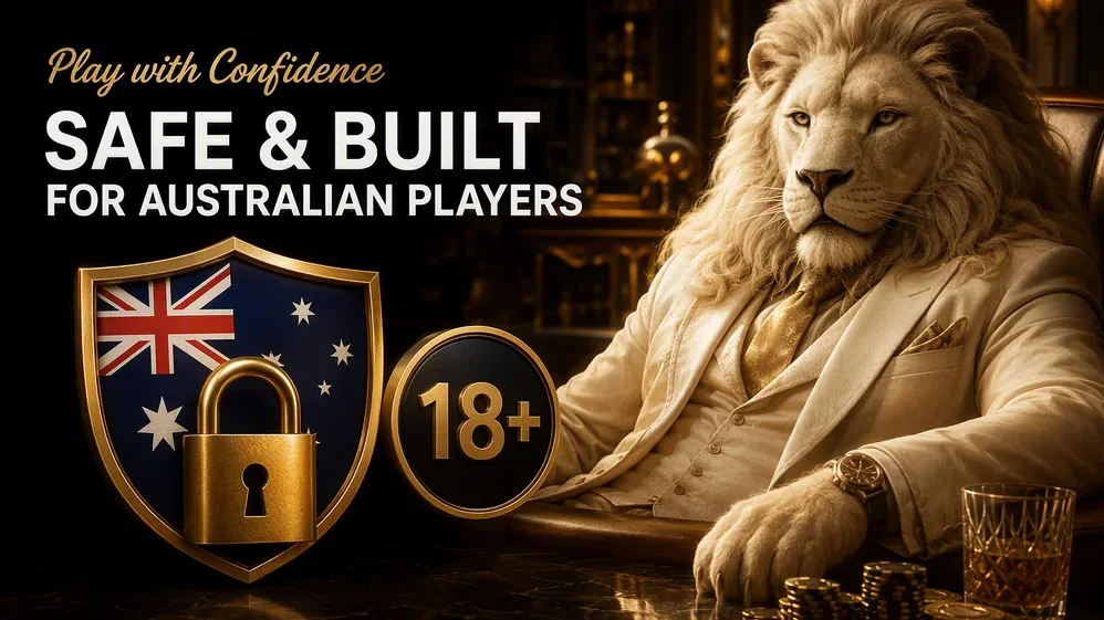 Padlock icon over Australian flag and 18+ badge